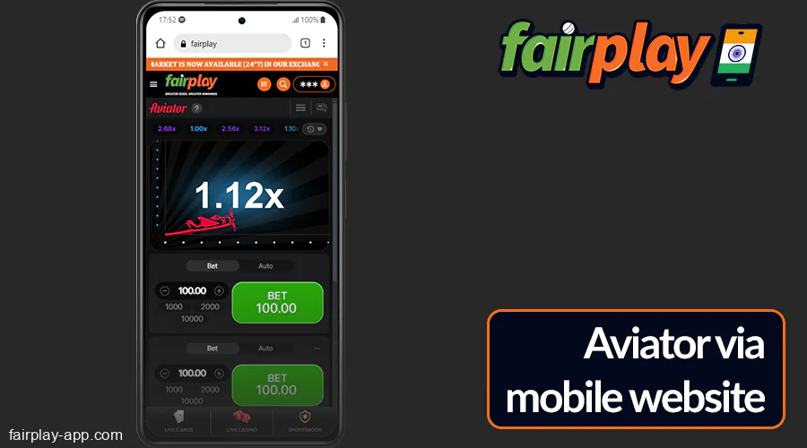 Play Fairplay Aviator via mobile site