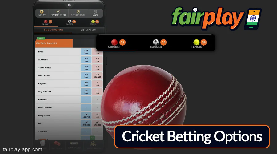 Bet on cricket at Fairplay India app