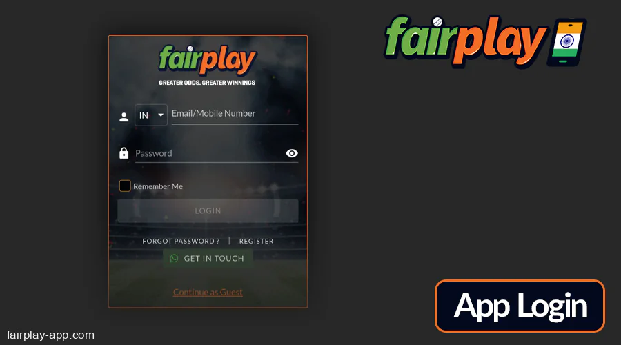 Sign in to your Fairplay IN account