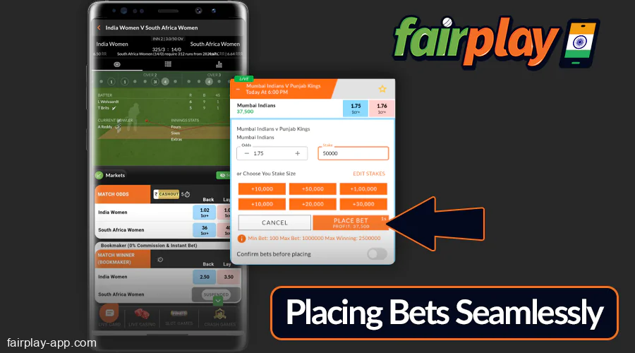 Betslip at Fairplay app for Indians