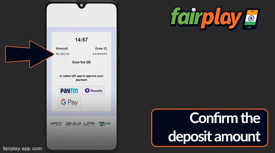 Enter your deposit amount at Fairplay IN