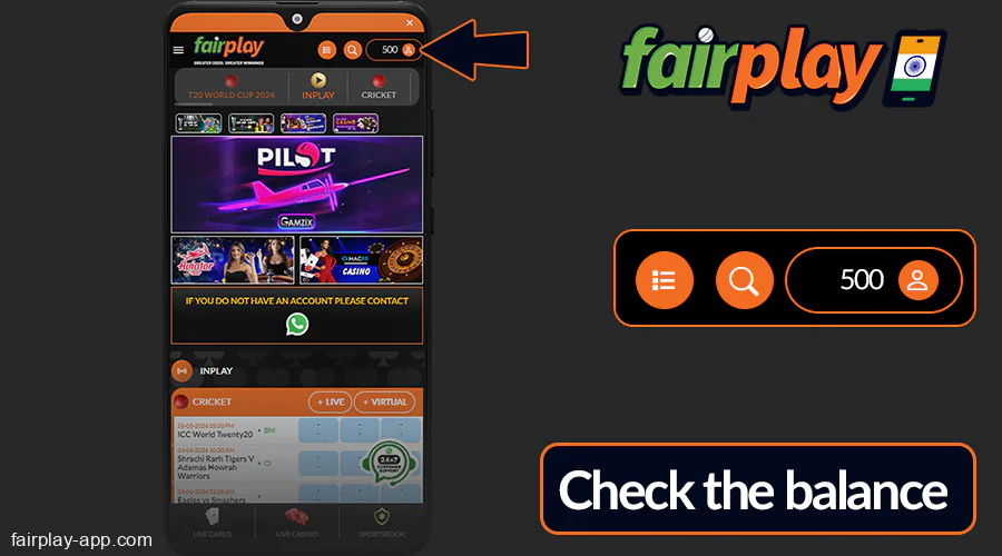Check your balance at Fairplay India app