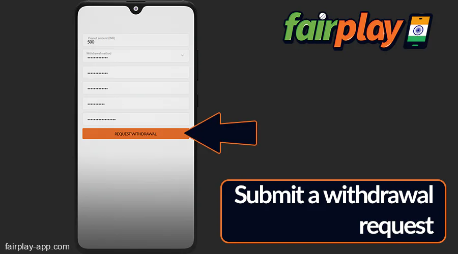 Confirm withdrawal at Fairplay IN application