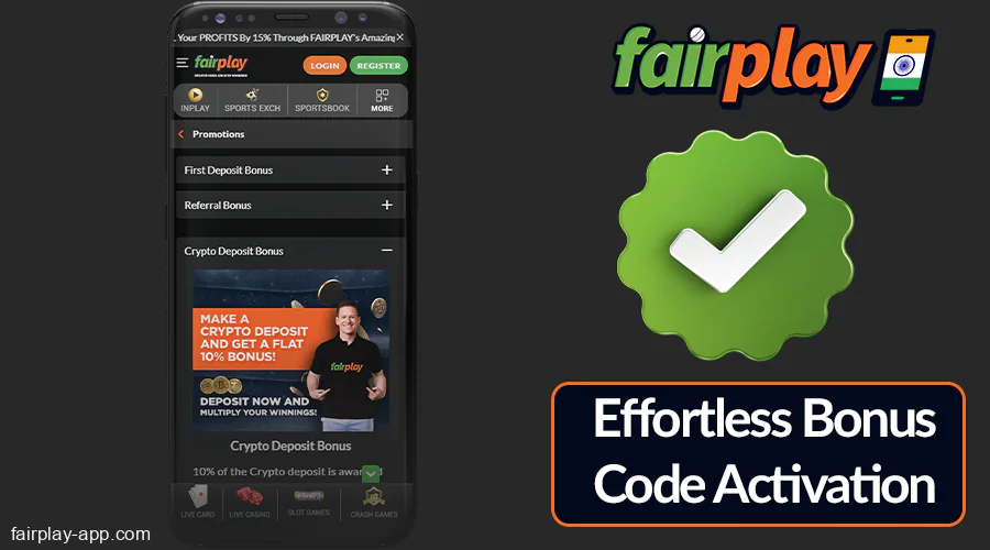 Activate promo code at Fairplay India app