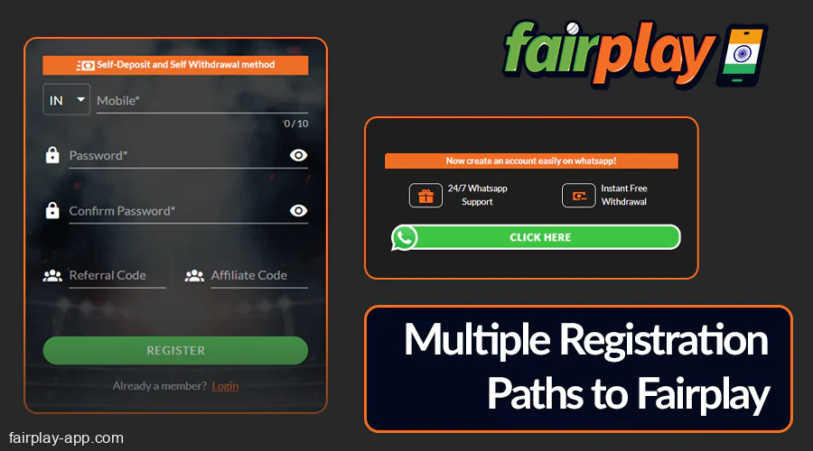 Types of registration at Fairplay IN app